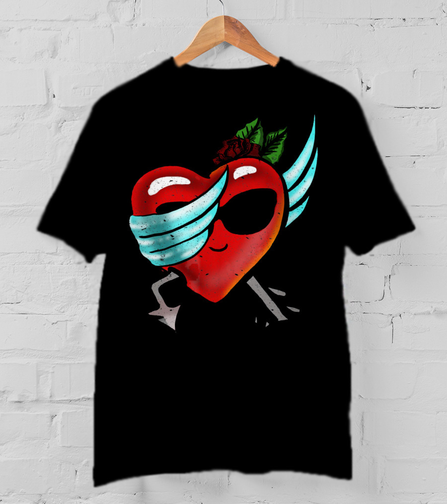 Playful Dabbing Heart With Wings Funny Valentines Day T-Shirt