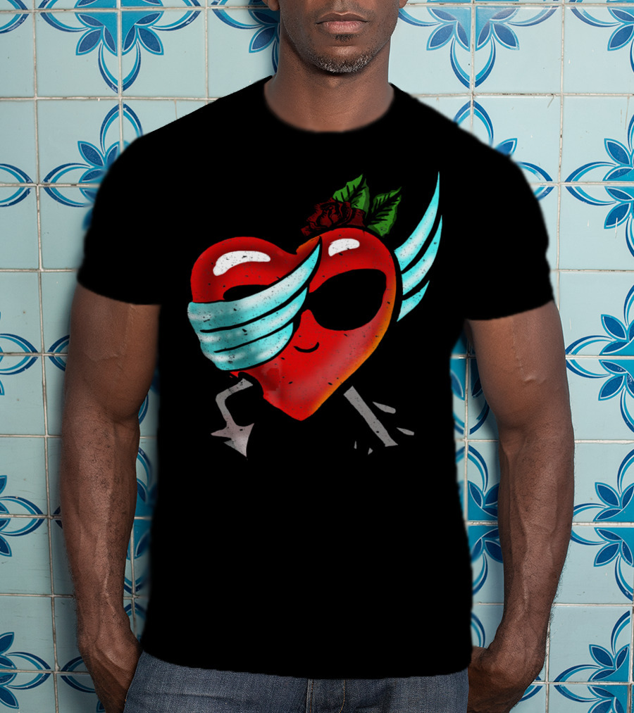 Playful Dabbing Heart With Wings Funny Valentines Day T-Shirt