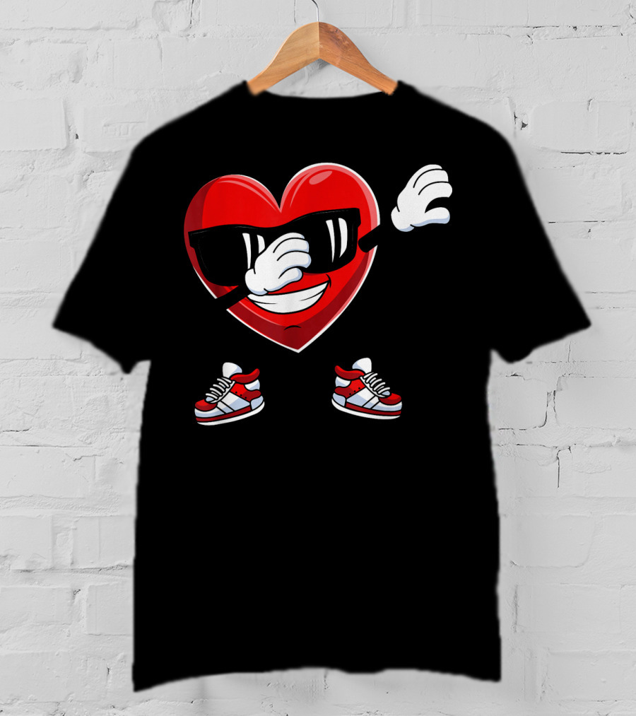 Dabbing Heart With Sunglasses Sneaker Dance T-Shirt