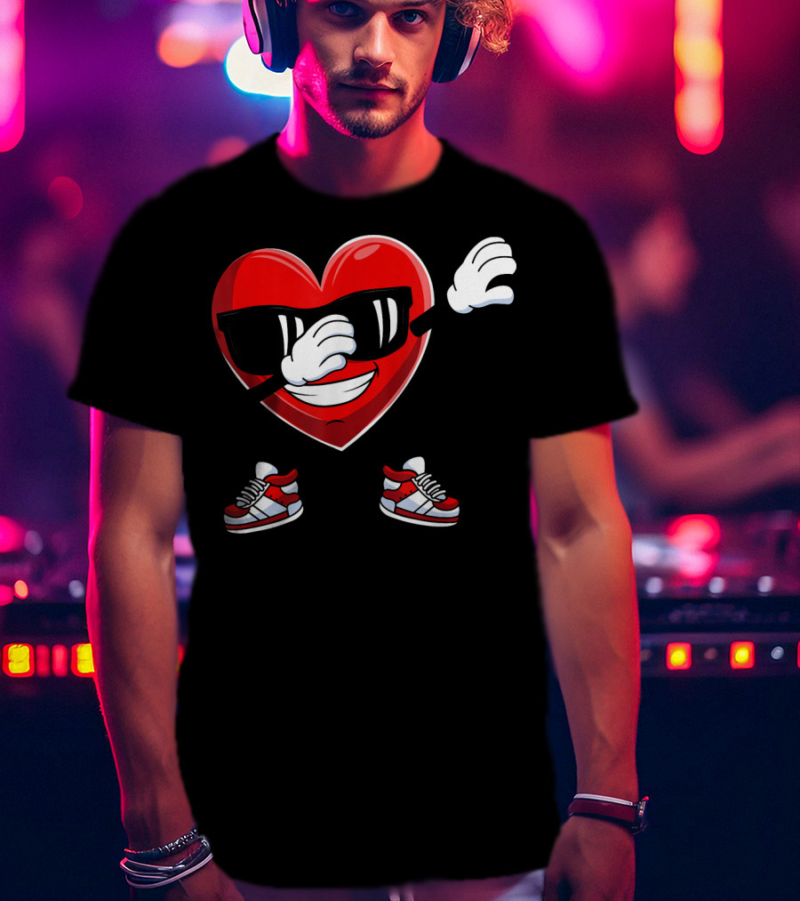 Dabbing Heart With Sunglasses Sneaker Dance T-Shirt