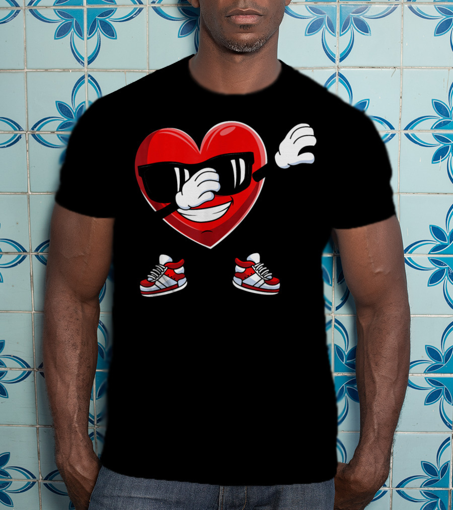 Dabbing Heart With Sunglasses Sneaker Dance T-Shirt