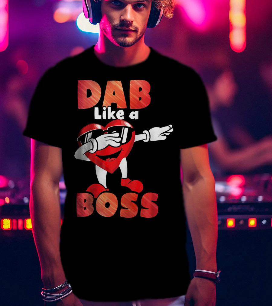 Dab Like A Boss Heart Valentine Day T-Shirt