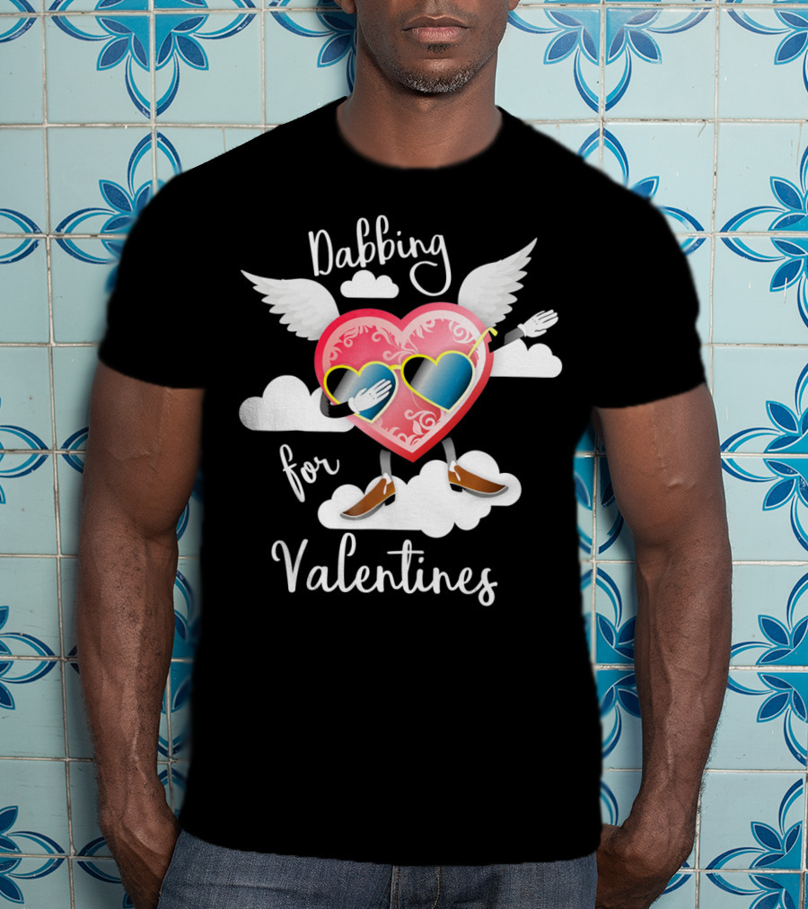Dabbing Heart With Wings And Clouds For Valentines Kids Day T-Shirt