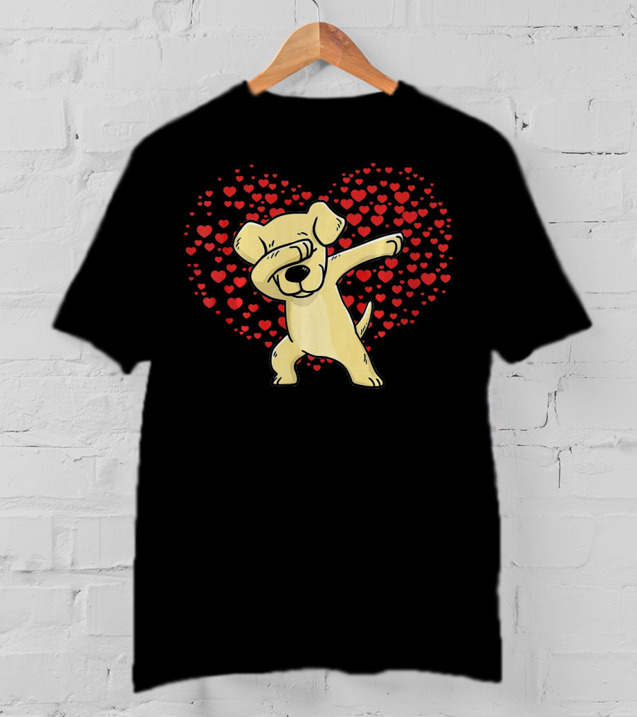 Dabbing Labrador Retriever Dog With Heart Of Valentine T-Shirt