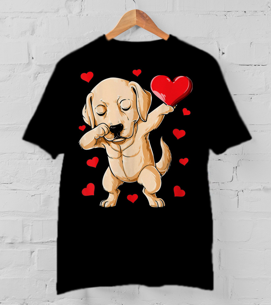 Dabbing Labrador Valentine's Day Heart Dance T-Shirt
