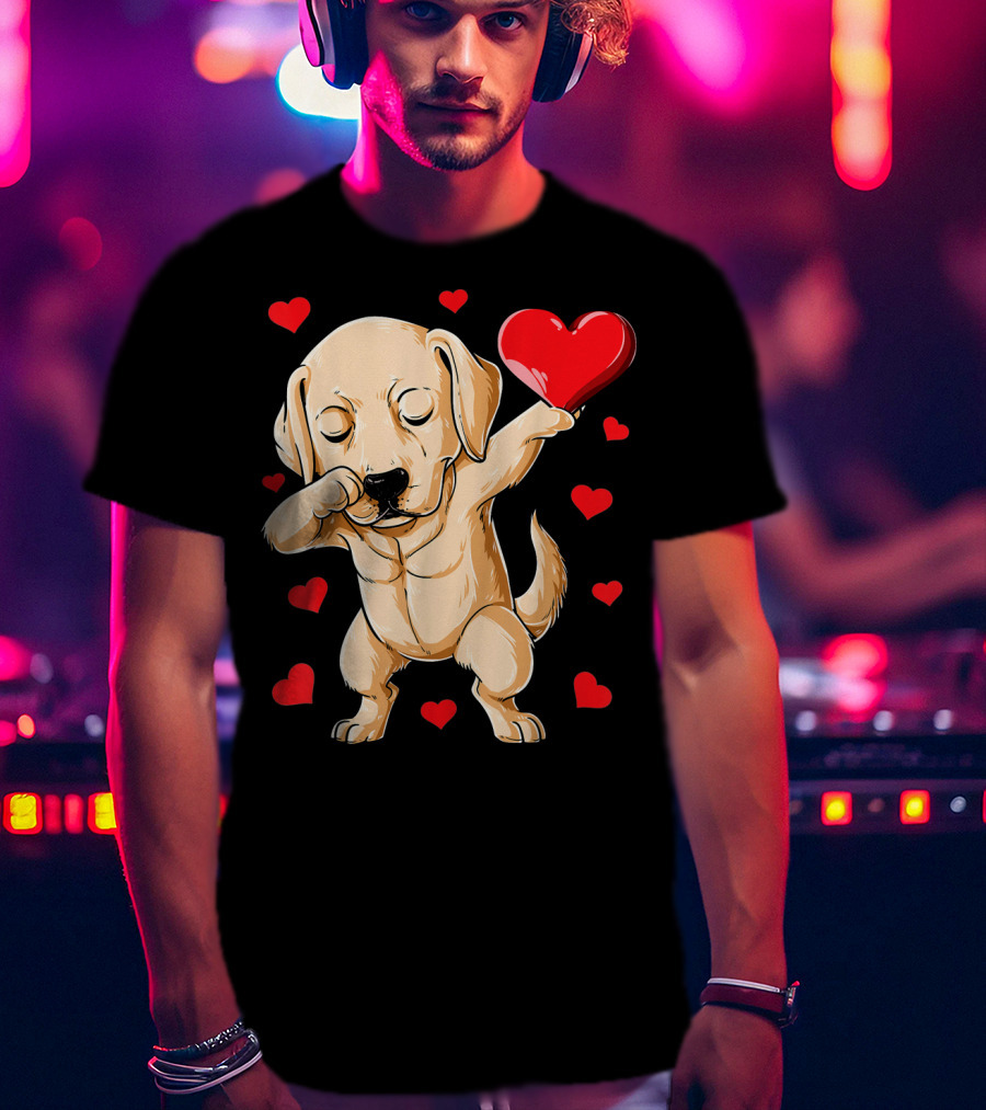 Dabbing Labrador Valentine's Day Heart Dance T-Shirt