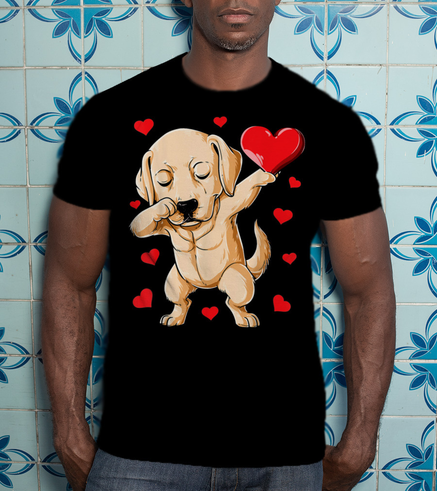 Dabbing Labrador Valentine's Day Heart Dance T-Shirt