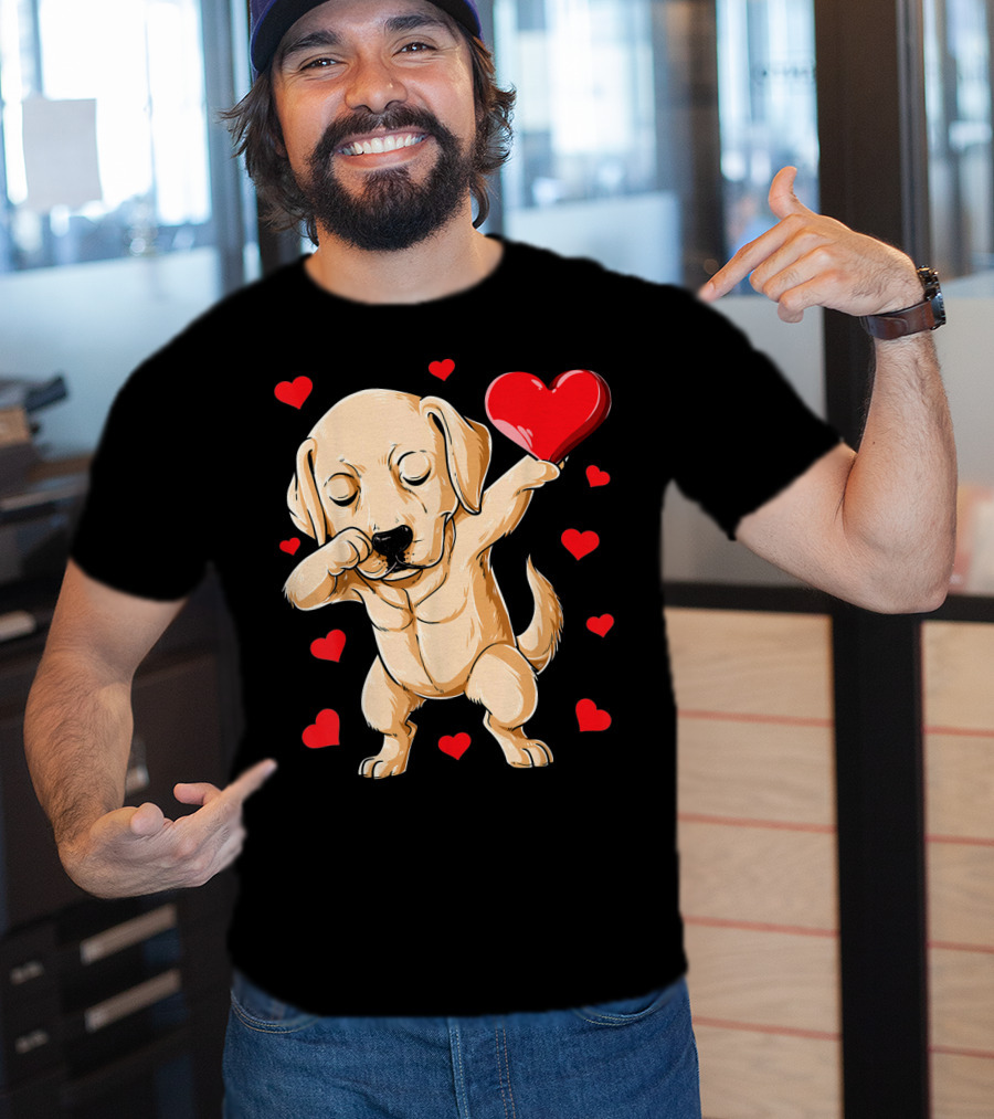 Dabbing Labrador Valentine's Day Heart Dance T-Shirt