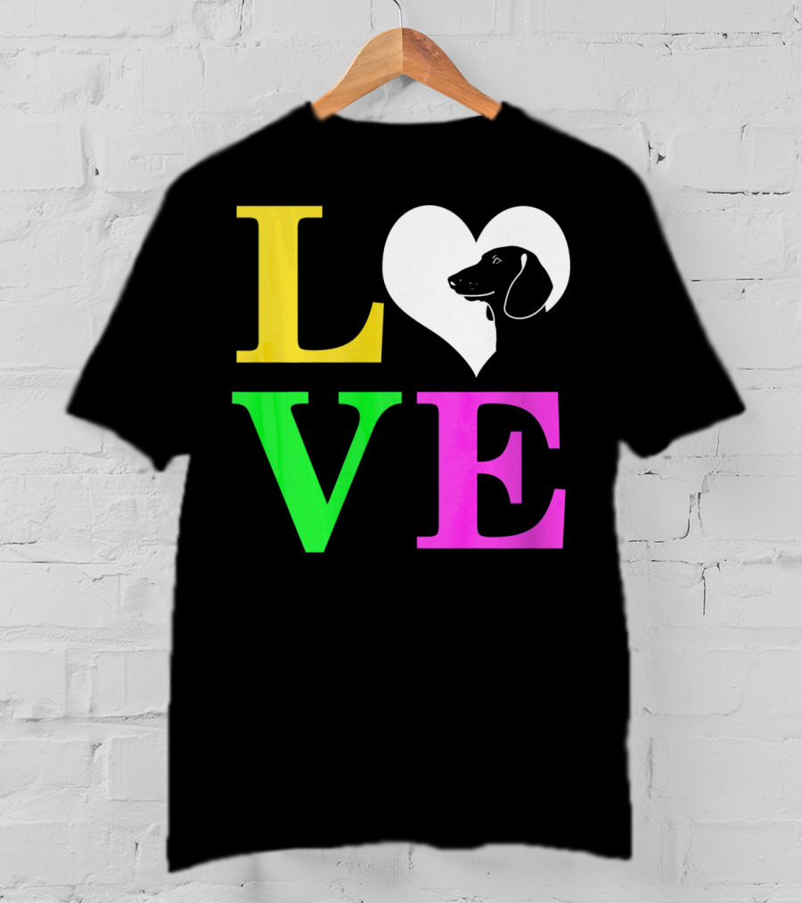 LOVE Dachshund Dog Heart Valentines T-Shirt