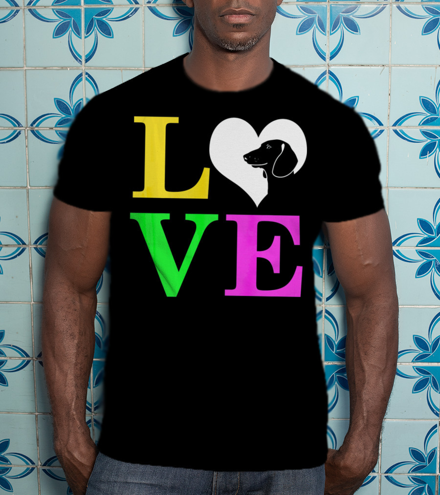 LOVE Dachshund Dog Heart Valentines T-Shirt