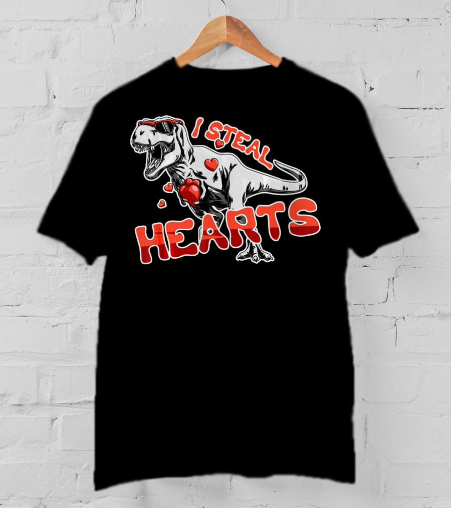 Dinosaur I Steal Hearts Valentine T-Shirt