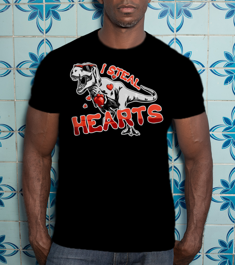 Dinosaur I Steal Hearts Valentine T-Shirt
