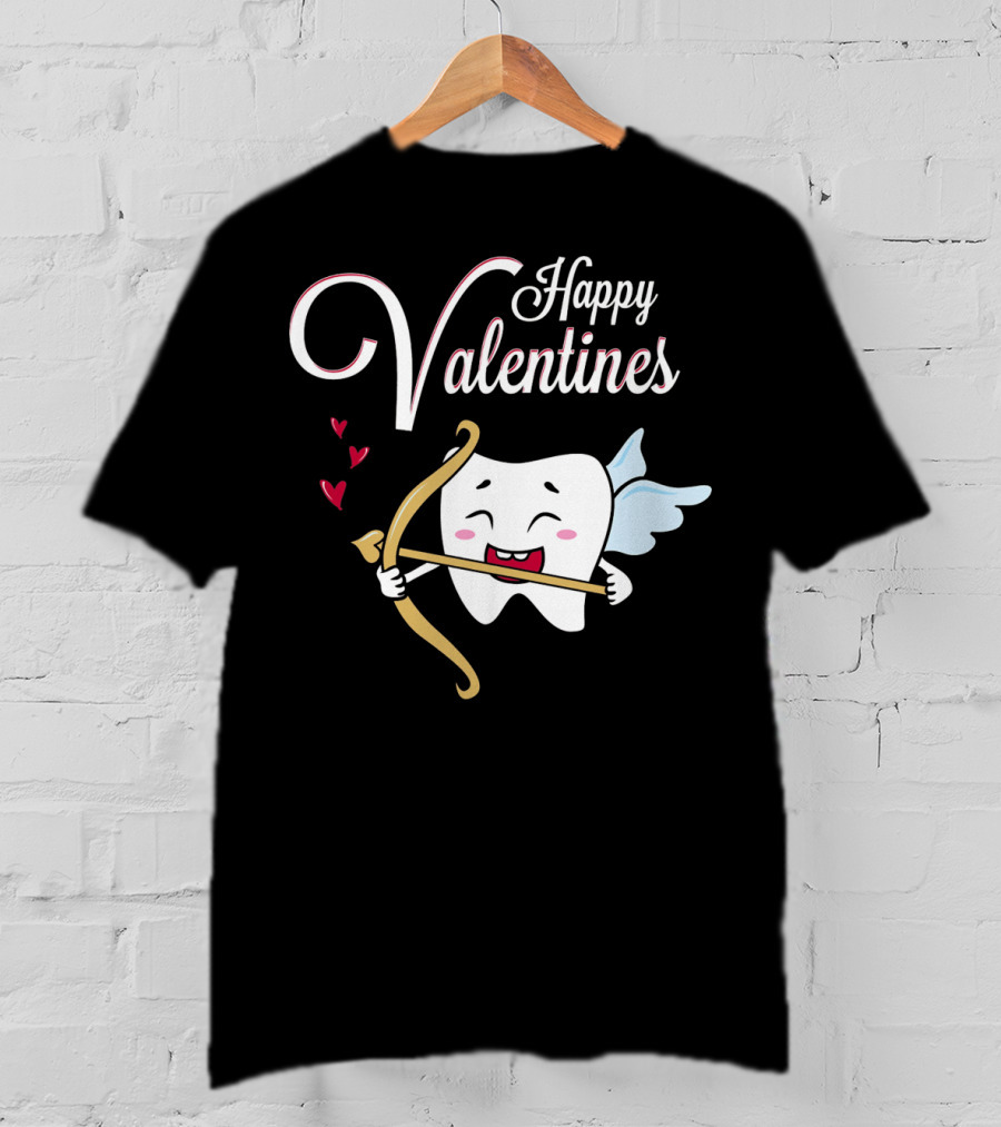 Happy Valentines Dental Hygienist Dentist Tooth Cupid T-Shirt