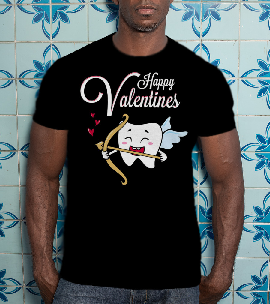 Happy Valentines Dental Hygienist Dentist Tooth Cupid T-Shirt