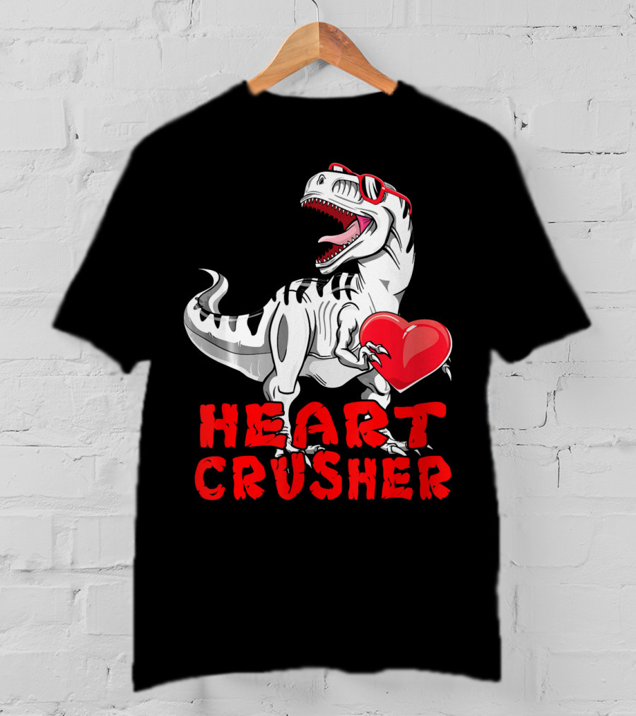 Dinosaur Valentines Day Heart Crusher T-Shirt