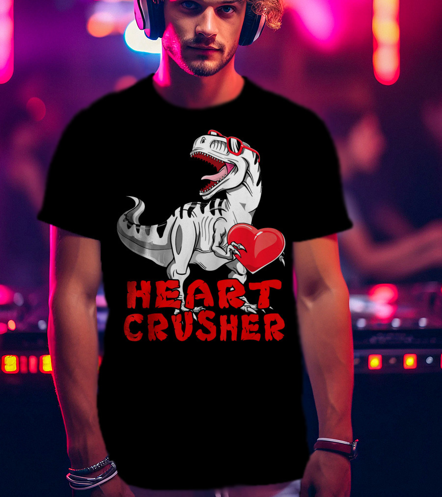 Dinosaur Valentines Day Heart Crusher T-Shirt