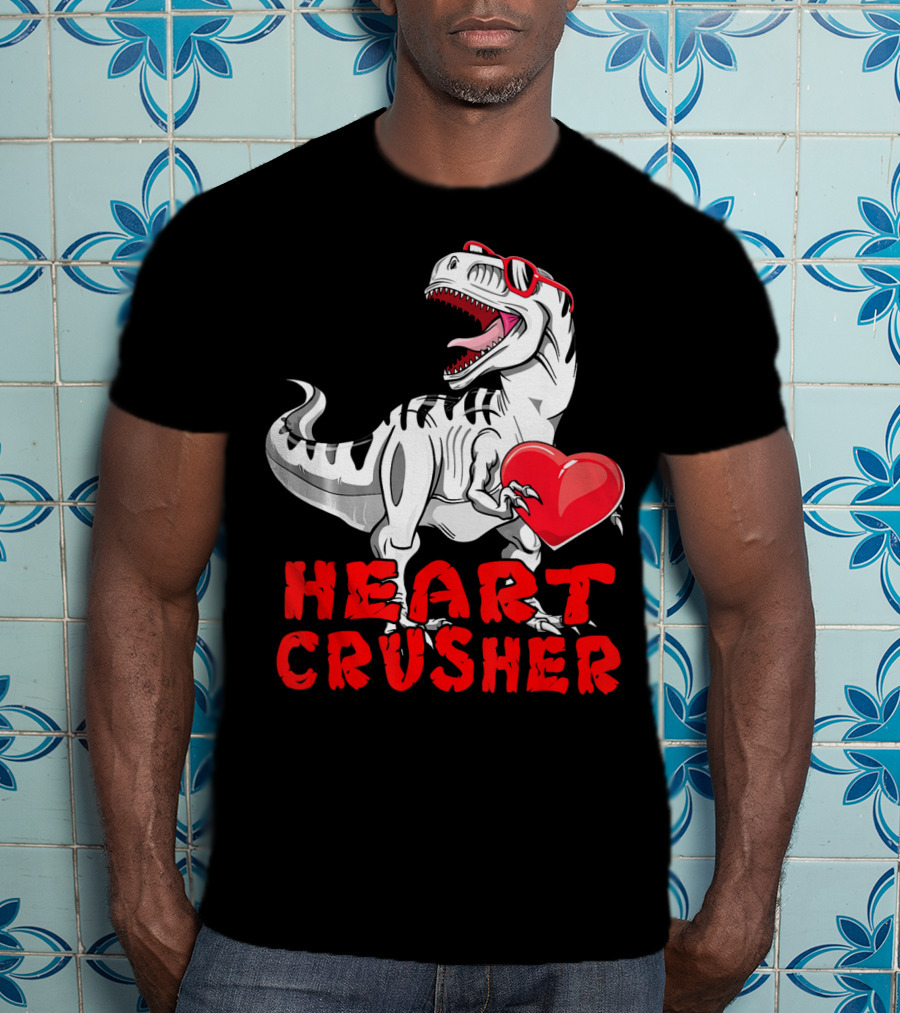 Dinosaur Valentines Day Heart Crusher T-Shirt