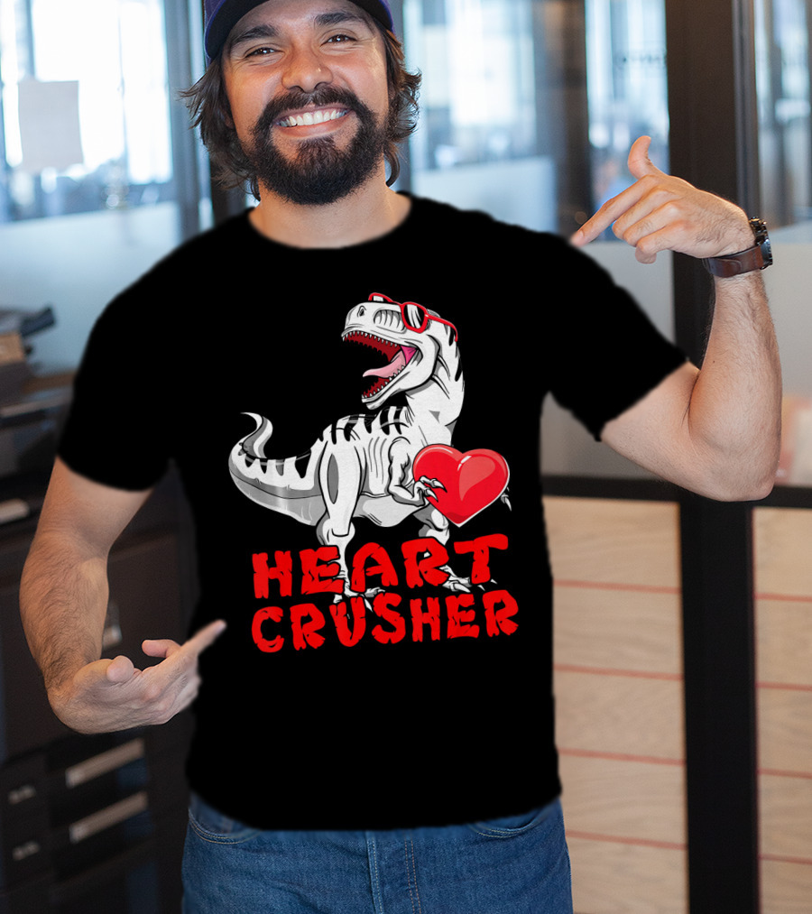 Dinosaur Valentines Day Heart Crusher T-Shirt