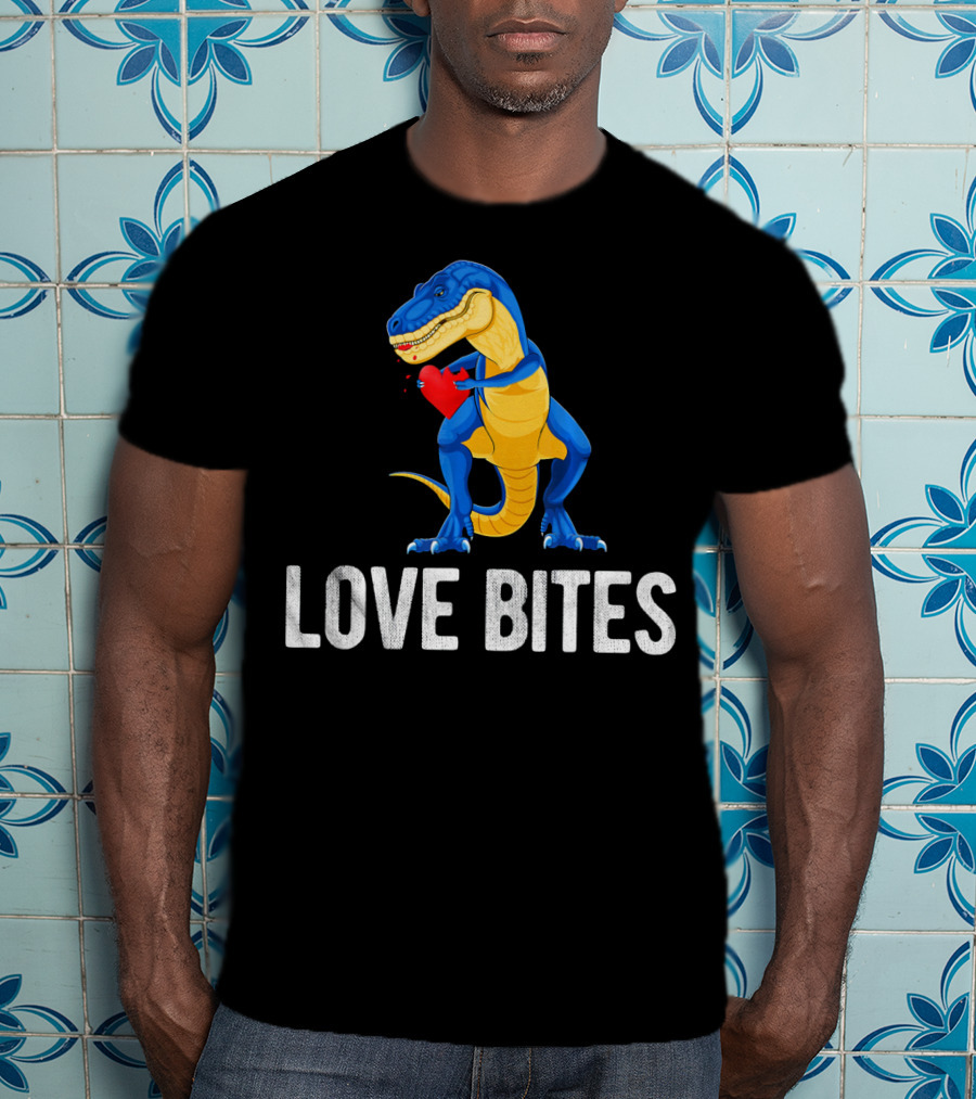 Love Bites Dinosaur Rex Valentines Day T-Shirt