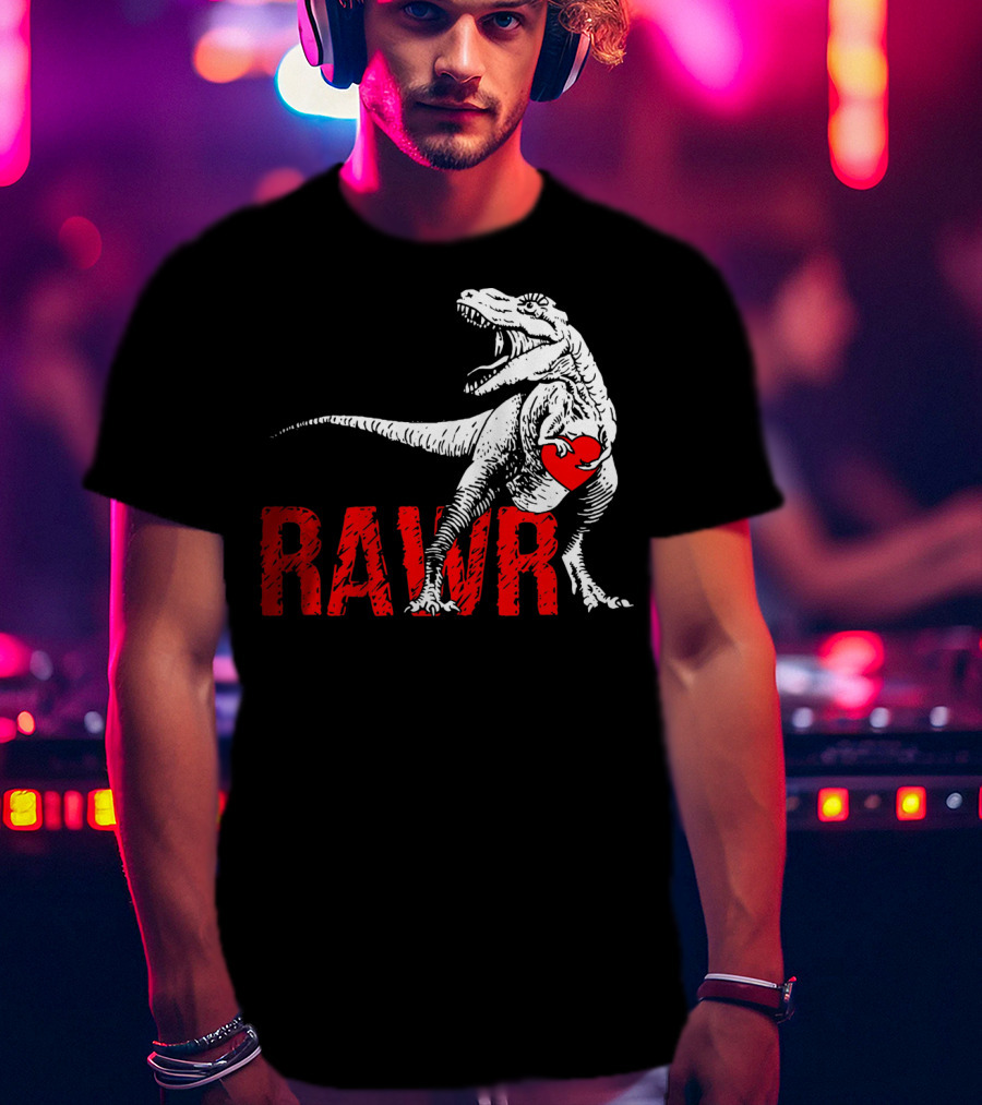 RAWR Dinosaur Valentine Heart T-Shirt