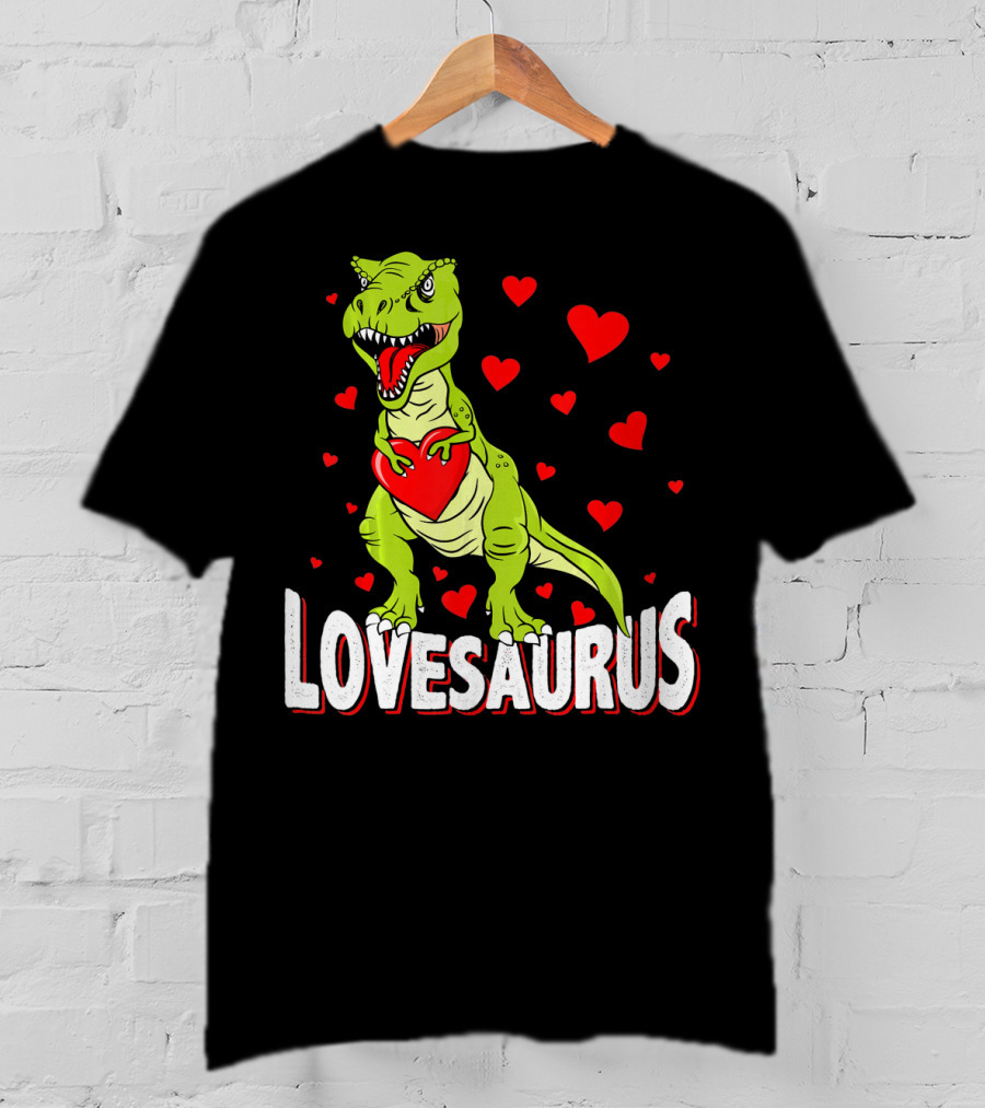 Lovesaurus Dinosaur Valentine Day Hearts T-Shirt