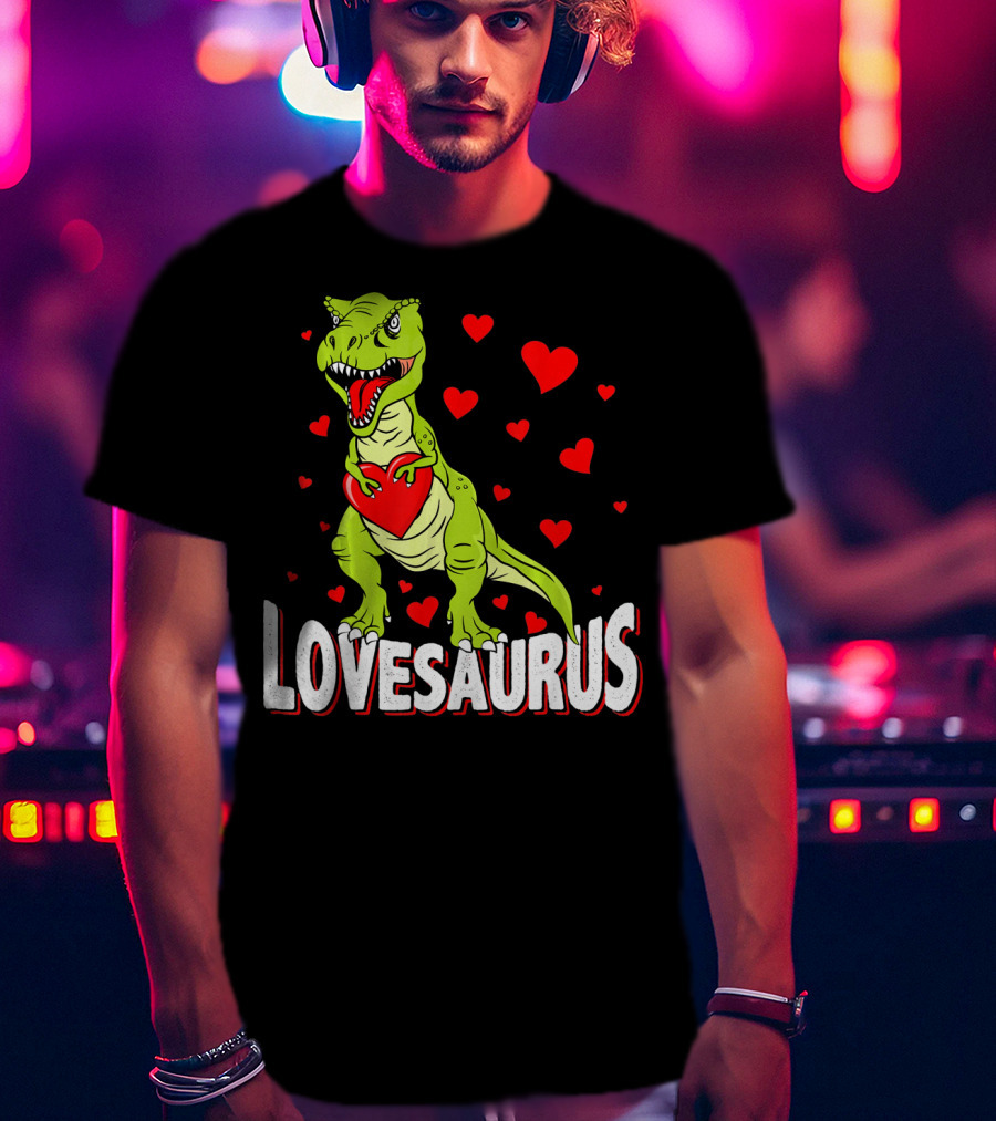 Lovesaurus Dinosaur Valentine Day Hearts T-Shirt