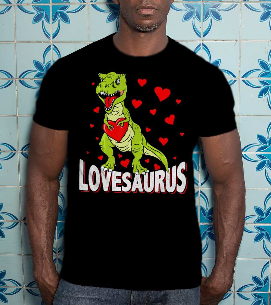 Lovesaurus Dinosaur Valentine Day Hearts T-Shirt
