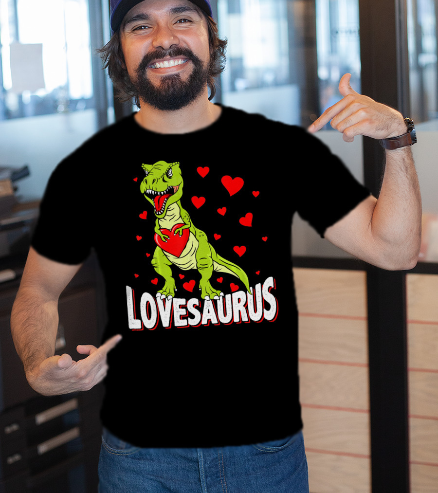 Lovesaurus Dinosaur Valentine Day Hearts T-Shirt