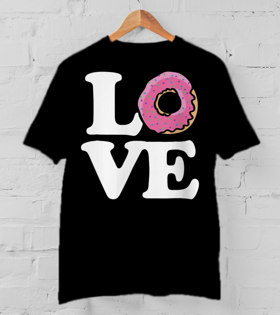 Love For Donut Lovers With Pink Frosted Donut T-Shirt