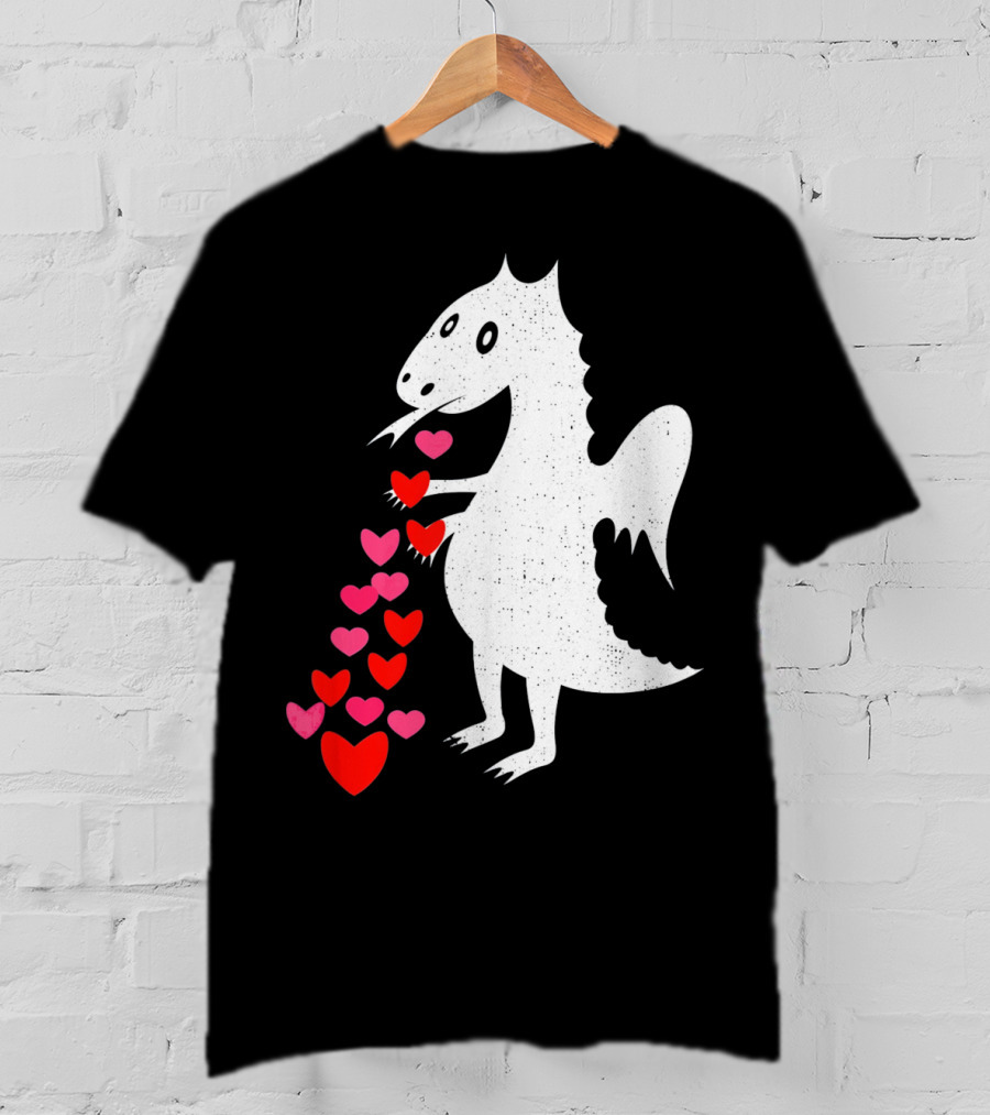 Dragon Spitting Love Hearts Anti Valentine's Day T-Shirt