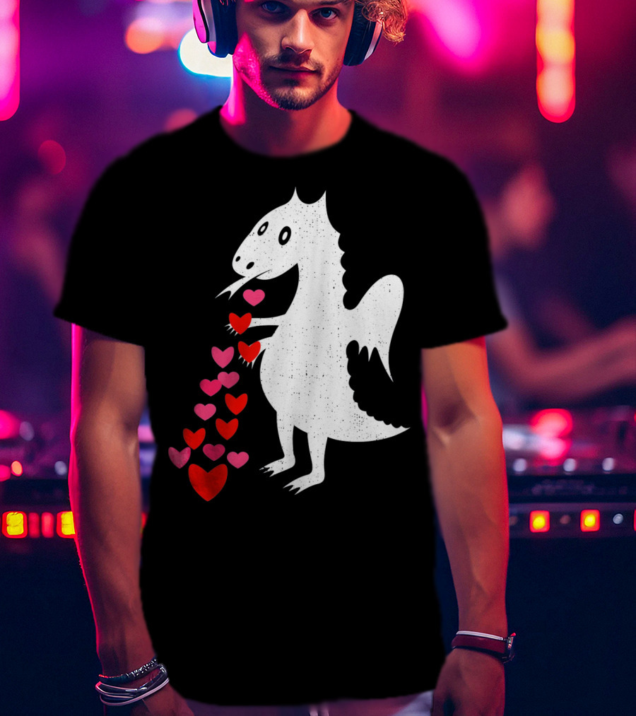 Dragon Spitting Love Hearts Anti Valentine's Day T-Shirt