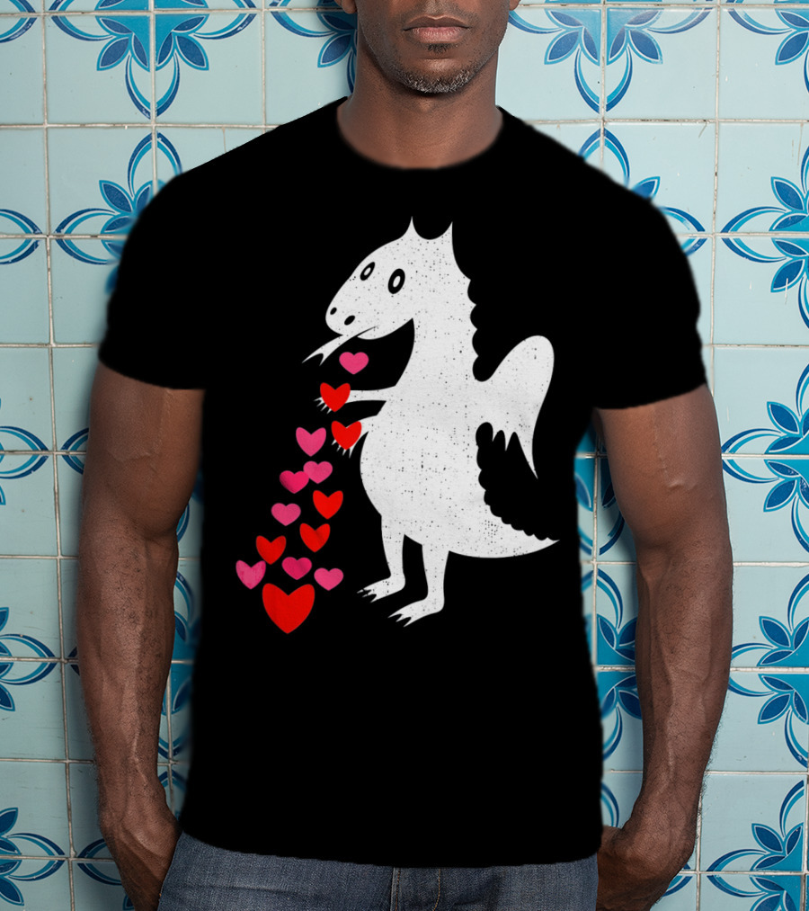 Dragon Spitting Love Hearts Anti Valentine's Day T-Shirt
