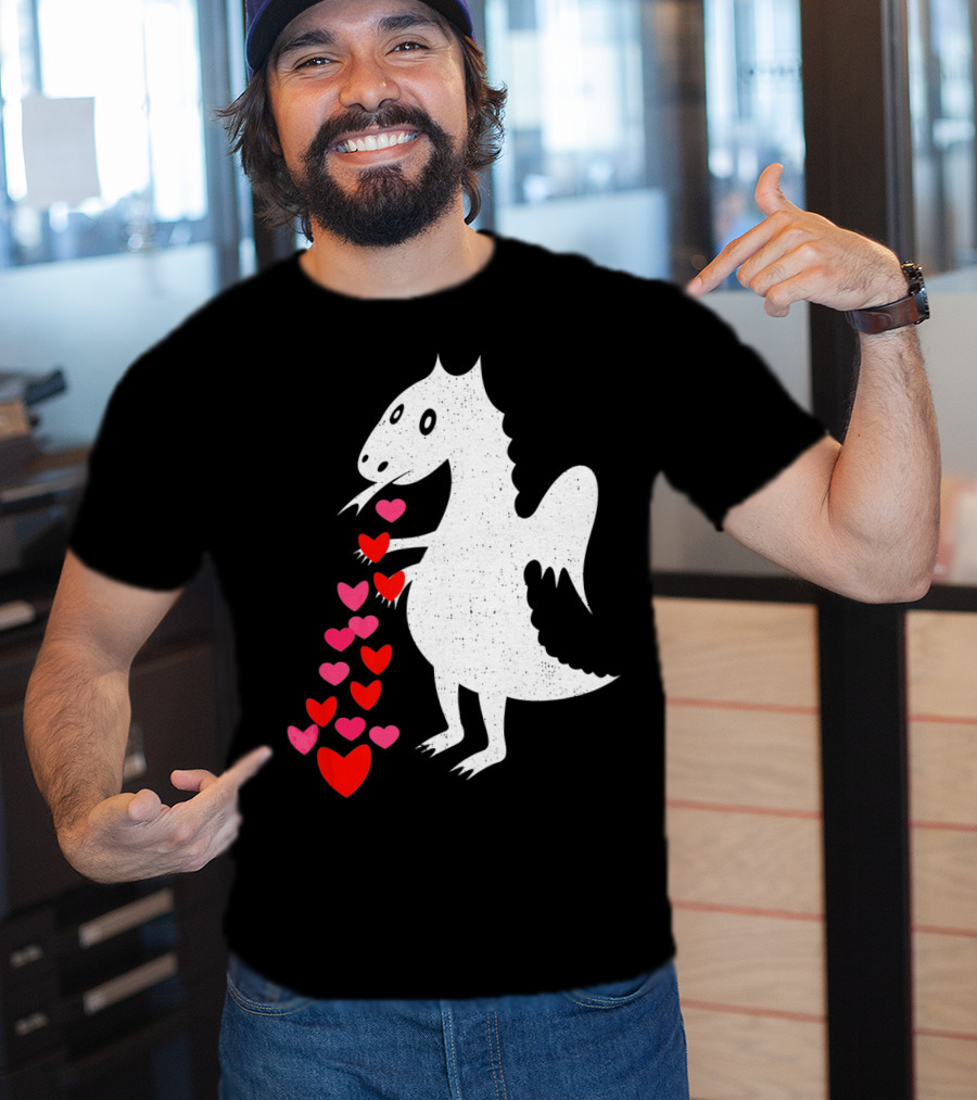 Dragon Spitting Love Hearts Anti Valentine's Day T-Shirt