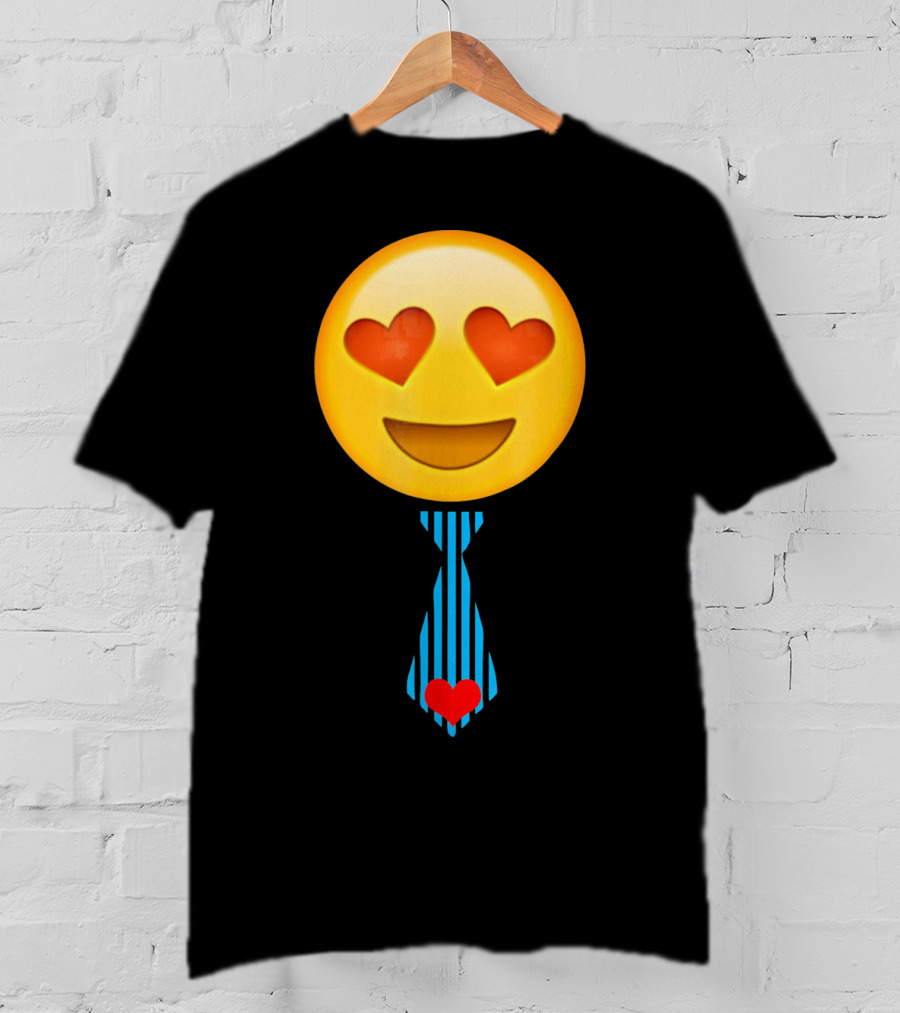Emoji Heart Eyes Heart Tie Valentine T-Shirt