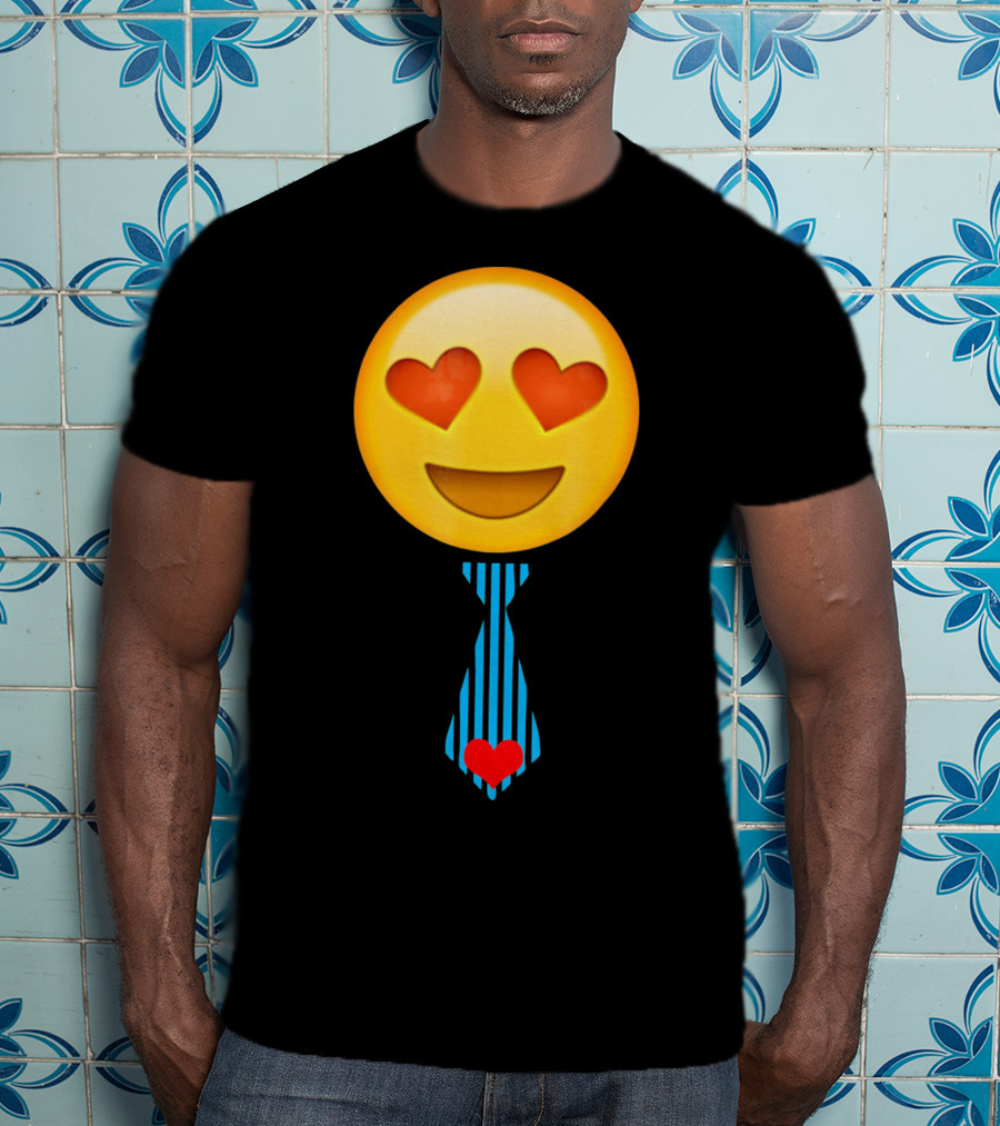 Emoji Heart Eyes Heart Tie Valentine T-Shirt