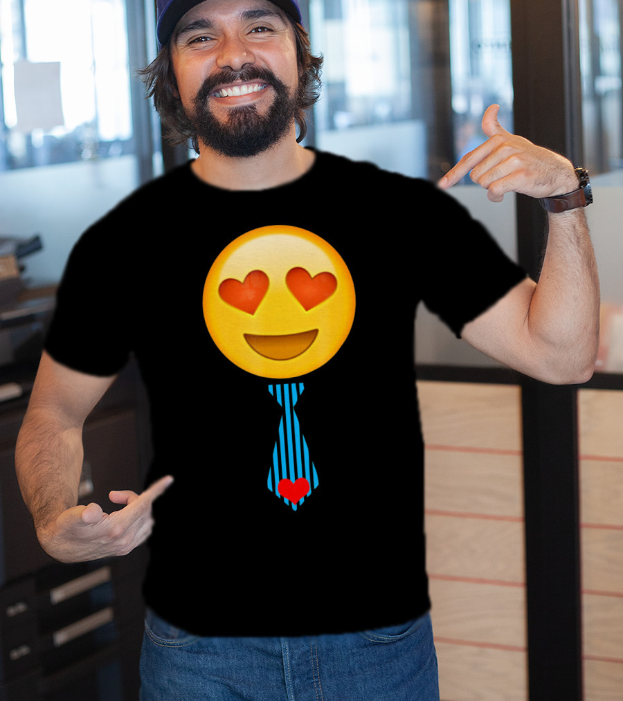 Emoji Heart Eyes Heart Tie Valentine T-Shirt