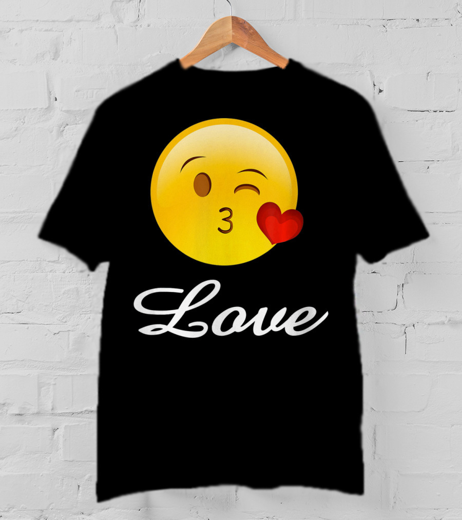 Love Emoji Valentines Day Heart Kiss T-Shirt