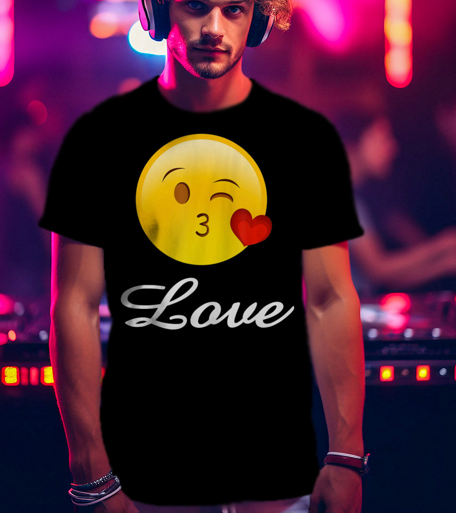 Love Emoji Valentines Day Heart Kiss T-Shirt