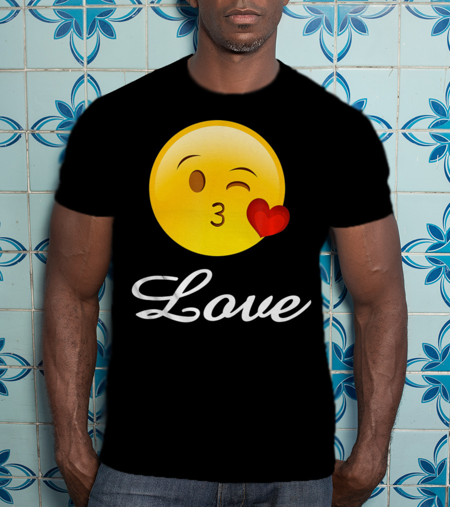 Love Emoji Valentines Day Heart Kiss T-Shirt
