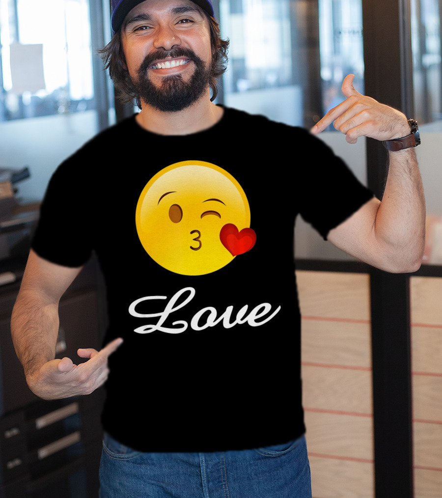 Love Emoji Valentines Day Heart Kiss T-Shirt