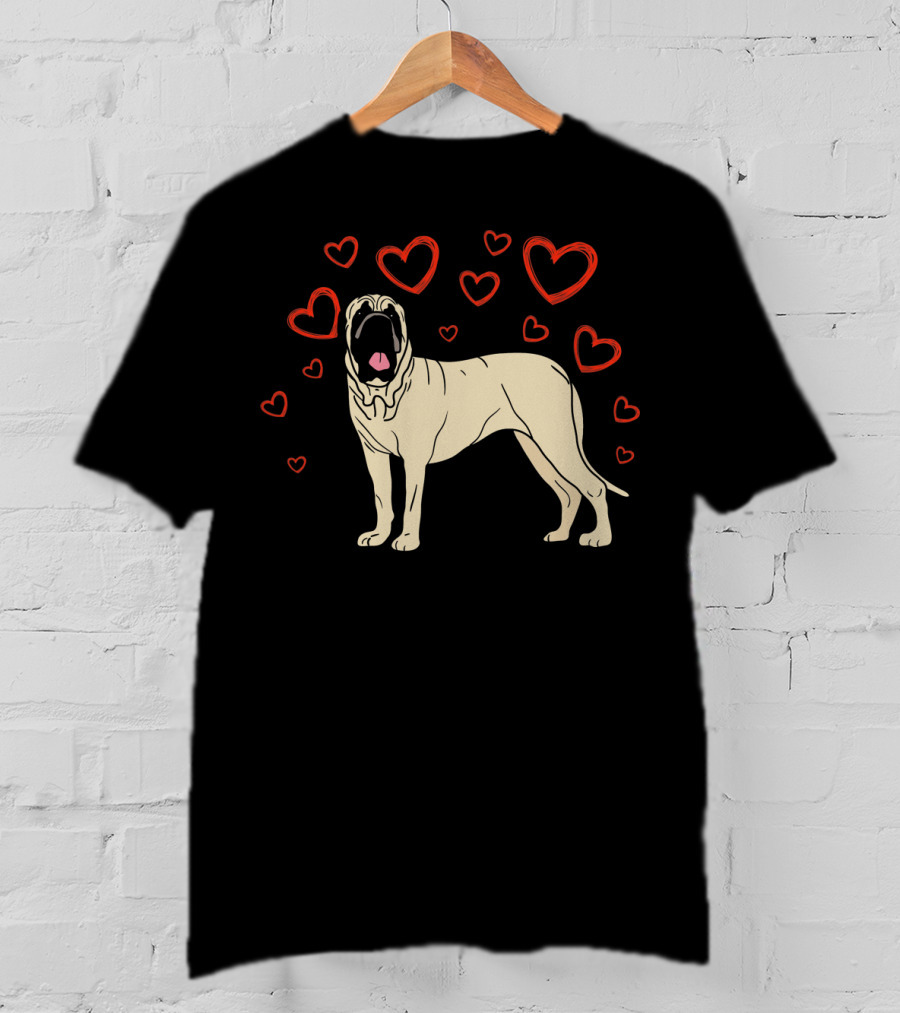 English Mastiff Surrounded By Hearts My Valentine LS T-Shirt