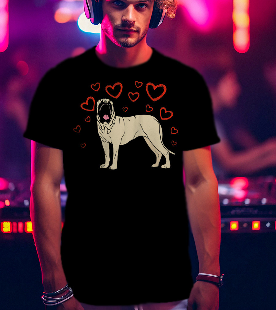 English Mastiff Surrounded By Hearts My Valentine LS T-Shirt