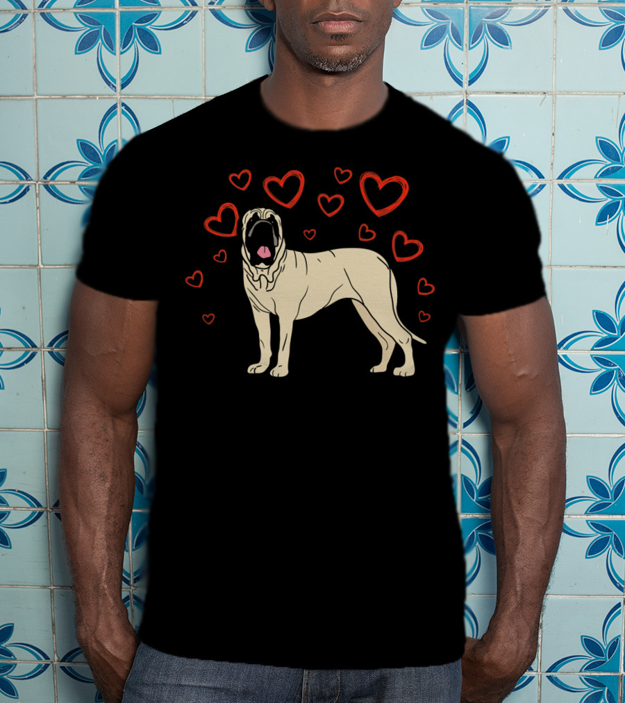 English Mastiff Surrounded By Hearts My Valentine LS T-Shirt