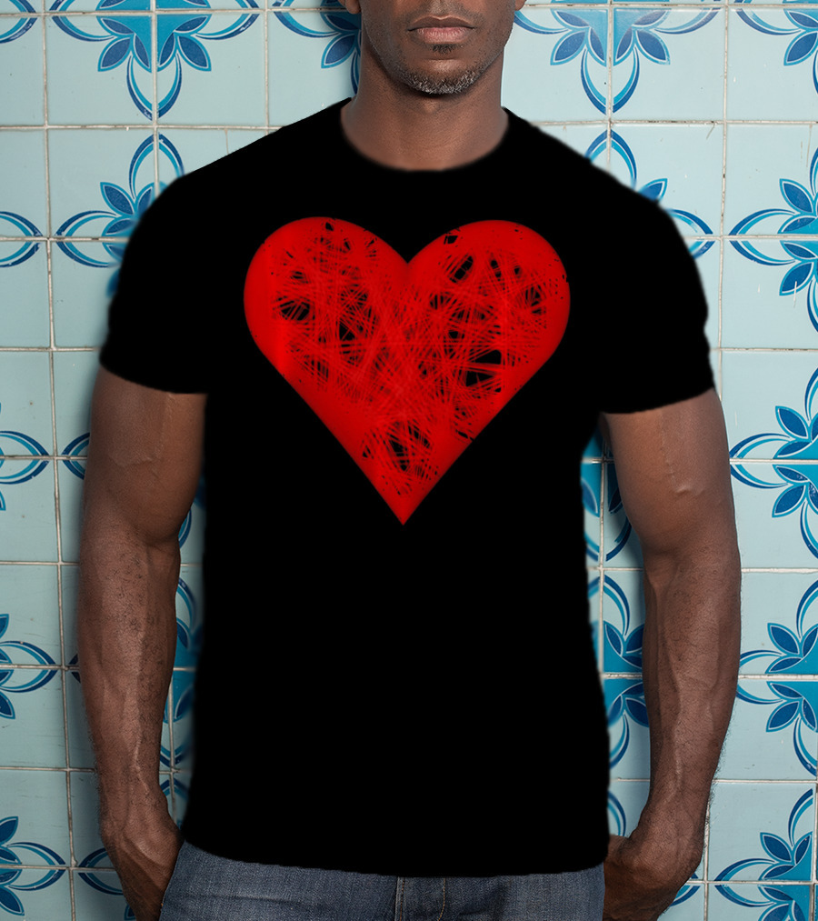 Faded Heart Strings Valentines Day Red Scribbled Heart T-Shirt