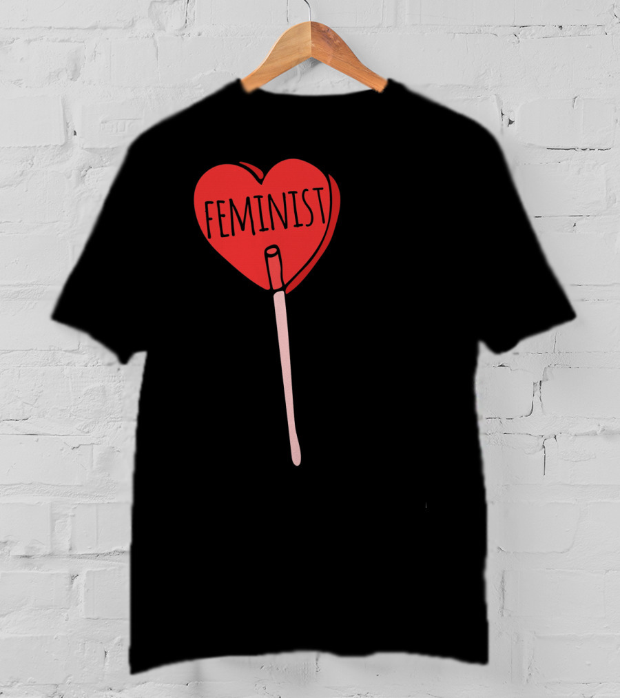 Feminist Red Heart Lollipop Valentine Sucker T-Shirt