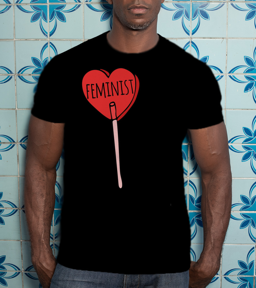 Feminist Red Heart Lollipop Valentine Sucker T-Shirt