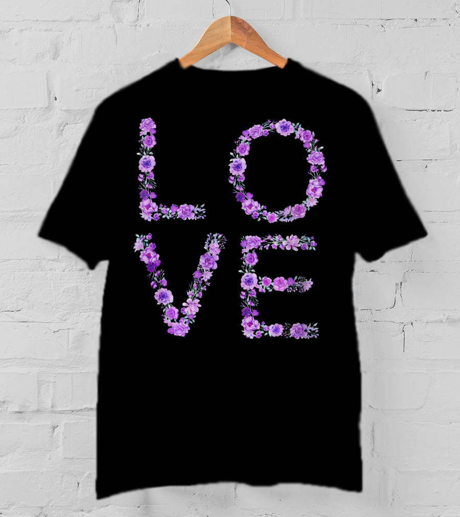 Love Floral Valentine Lilac Flowers T-Shirt