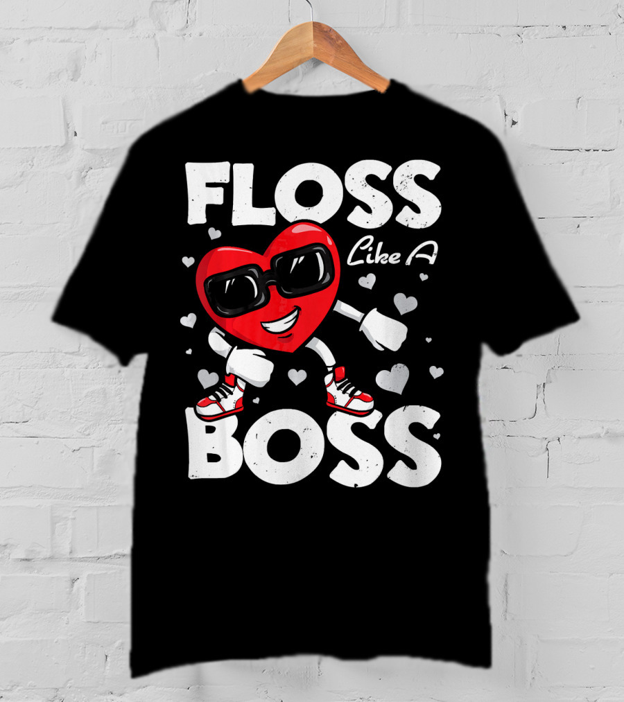 Floss Like A Boss Heart Dance Valentines T-Shirt