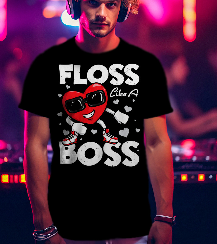 Floss Like A Boss Heart Dance Valentines T-Shirt