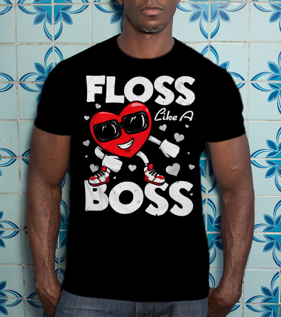 Floss Like A Boss Heart Dance Valentines T-Shirt